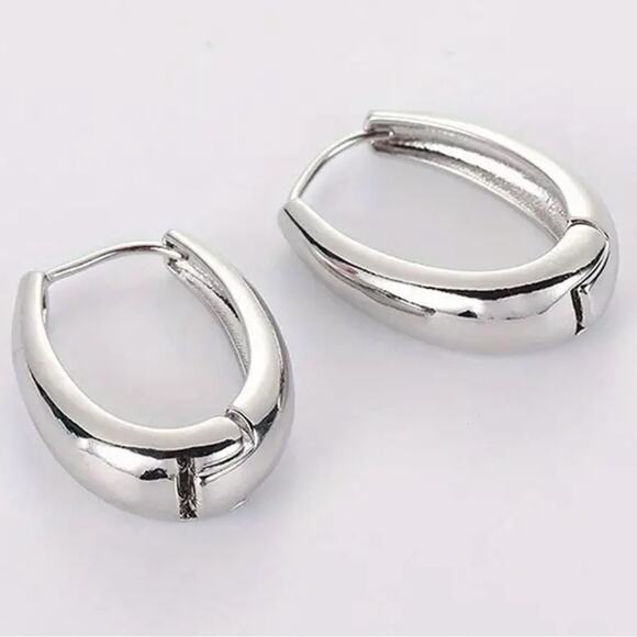 Silver hinged hoop earrings - Picture 1 of 2
